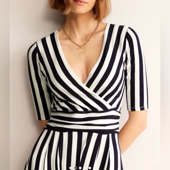 NWT Boden Kassidy dress in French Navy and Ivory stripe. Size 10 Petite - Picture 2 of 9